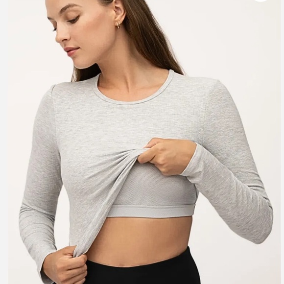 Yogalicious Tops - Yogalicious Heavenly Rib Kathleen Light Green Long-Sleeve Crop Top - M